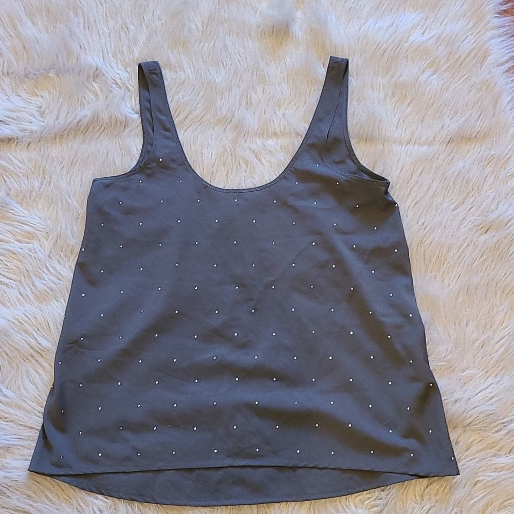 Aerie womens gray flowy polyester‎ tank top with rhinestones size xs
